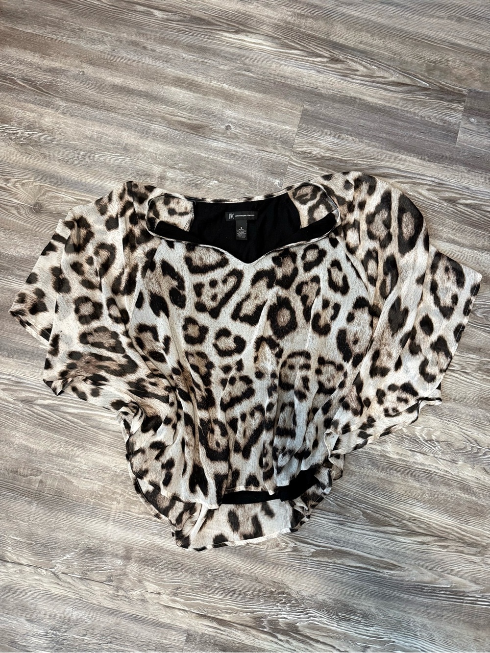 INC International Concepts Leopard Print Dolman Top in Beige and Brown